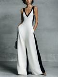 Margot Black and White Linen Blend Jumpsuit