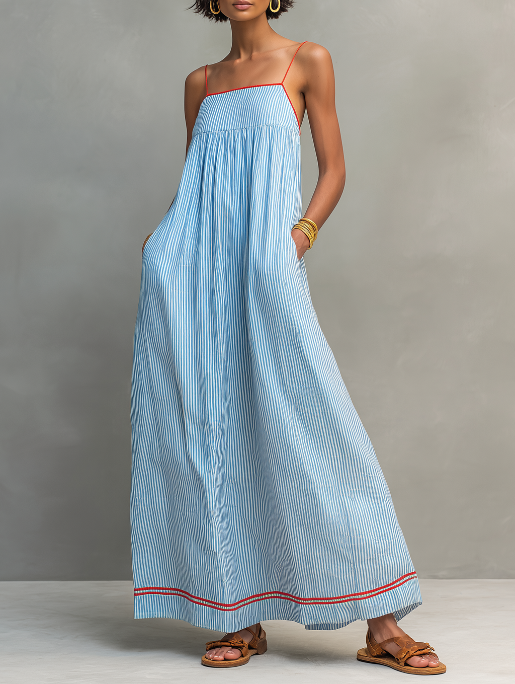 Elara Striped Maxi Dress