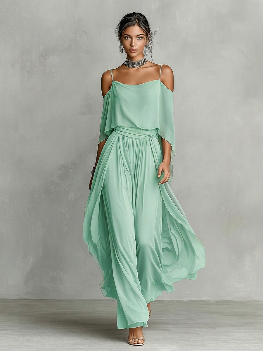 Élise Chiffon Cold-Shoulder Set