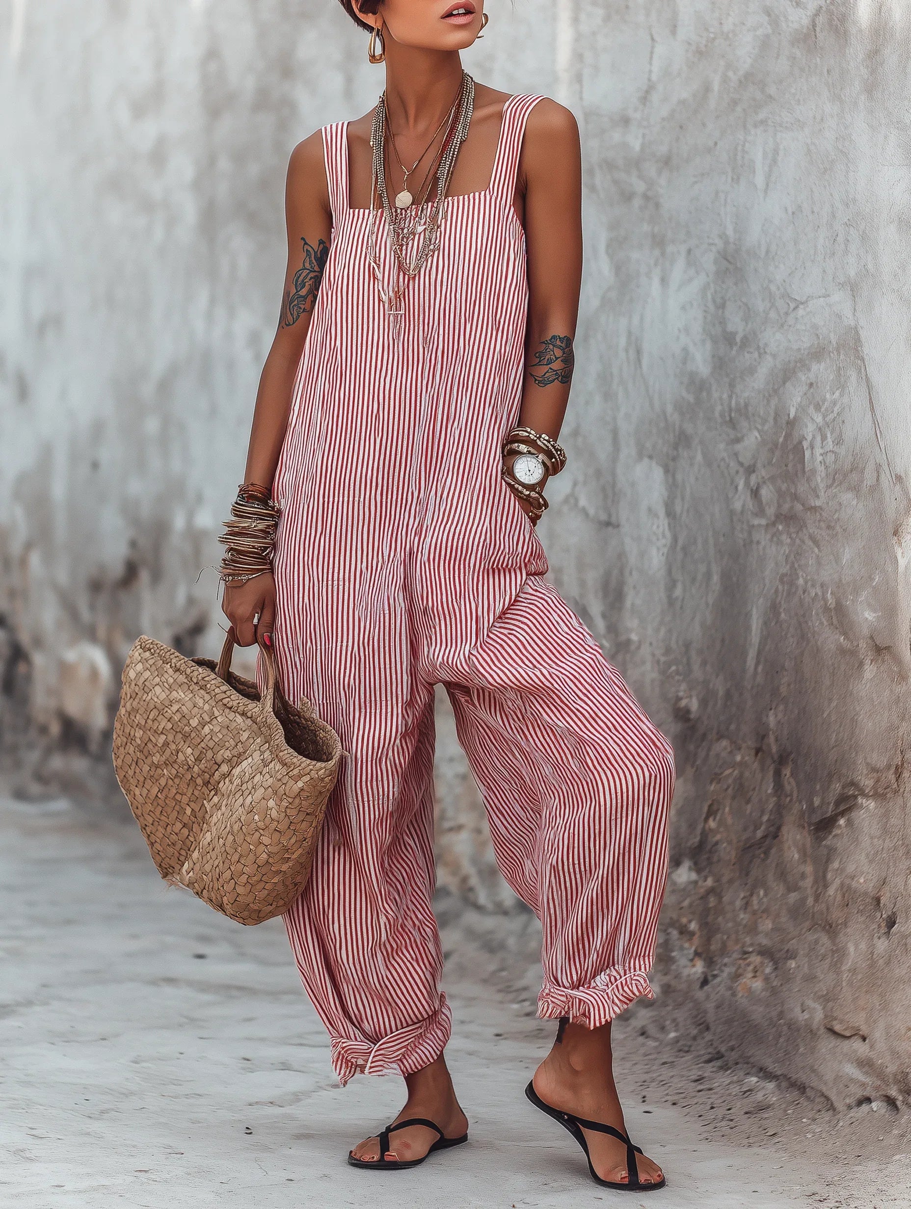 Marin Striped Square-Neck Jumpsuit