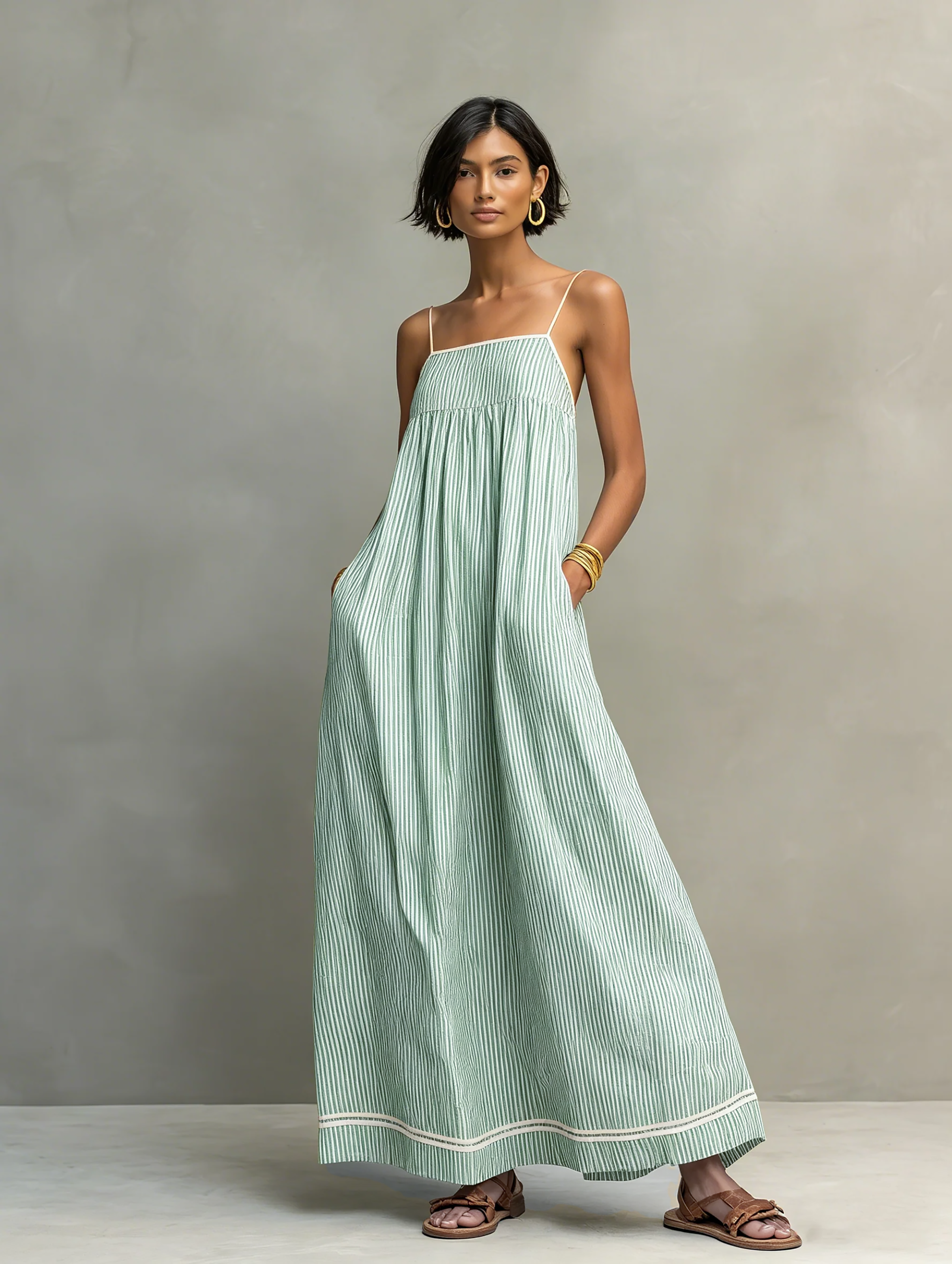 Elara Striped Maxi Dress