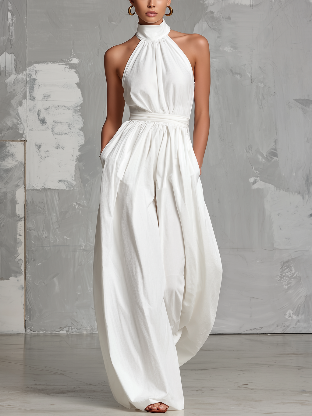 Amara White Halter Jumpsuit