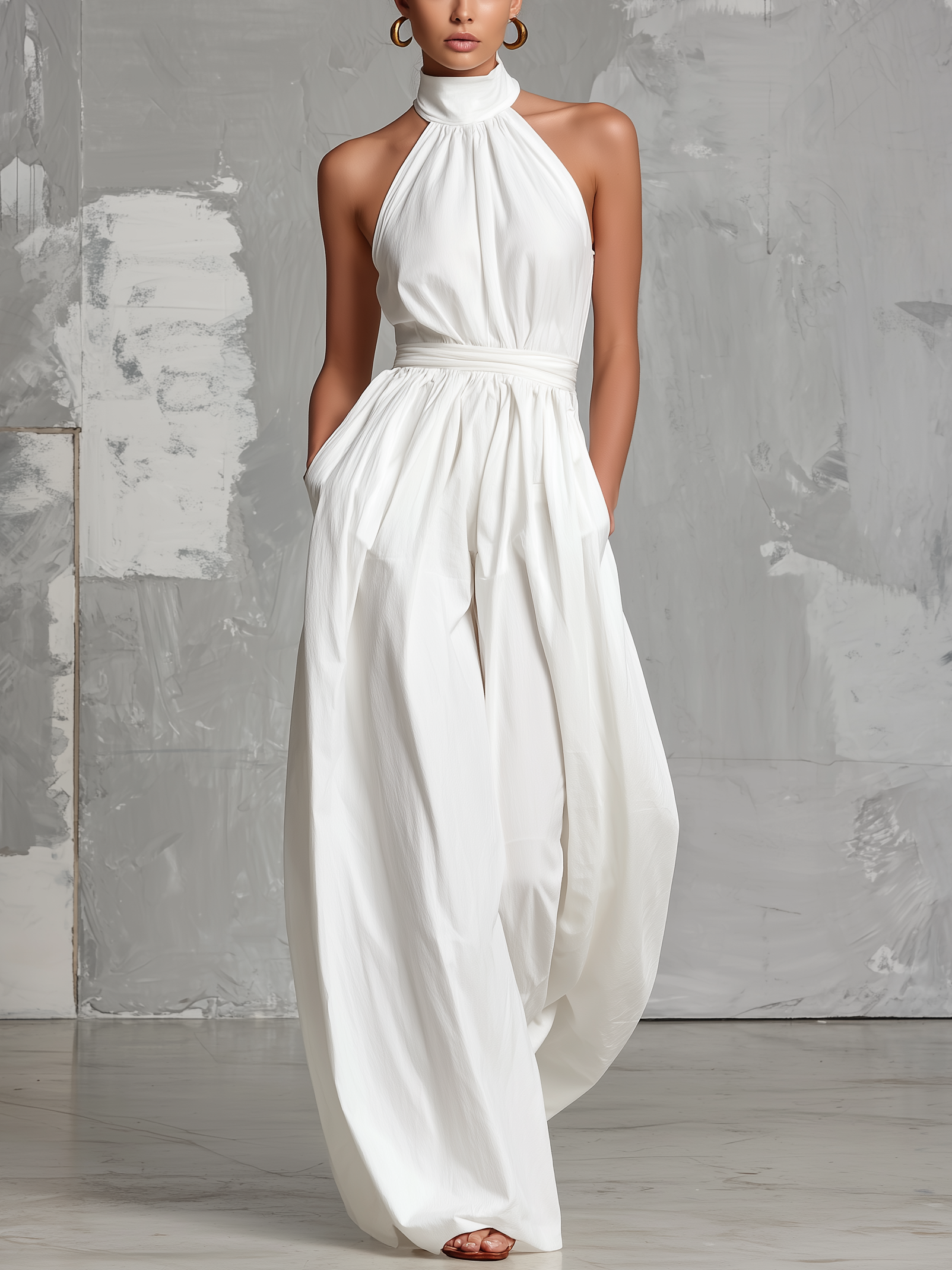 Amara White Halter Jumpsuit