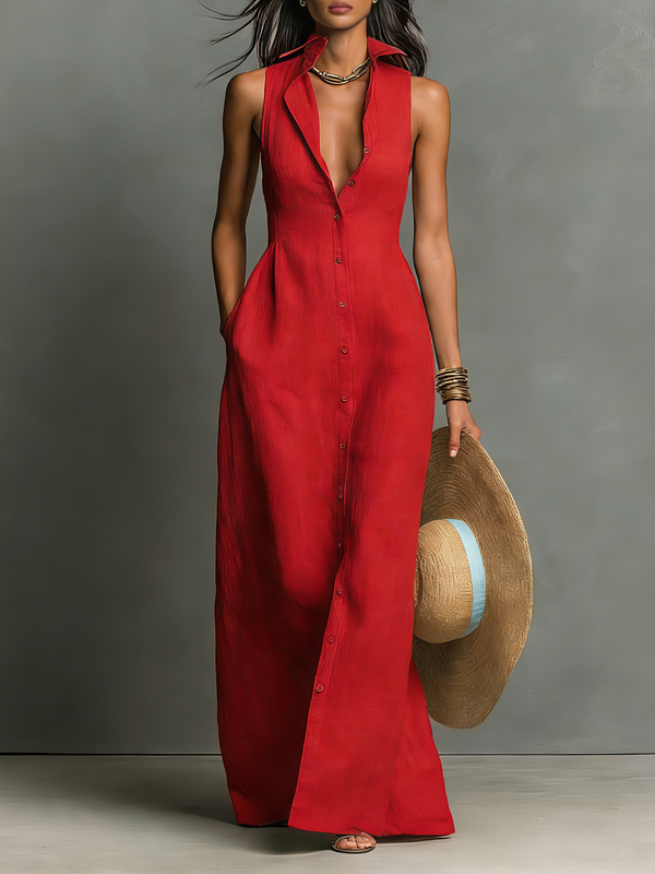 Celine Linen Shirt Maxi Dress