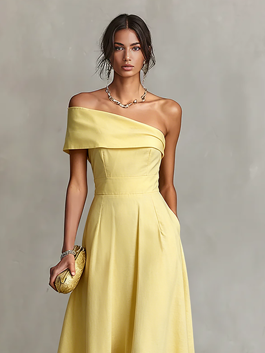 Solene One Shoulder Linen Blend Maxi Dress