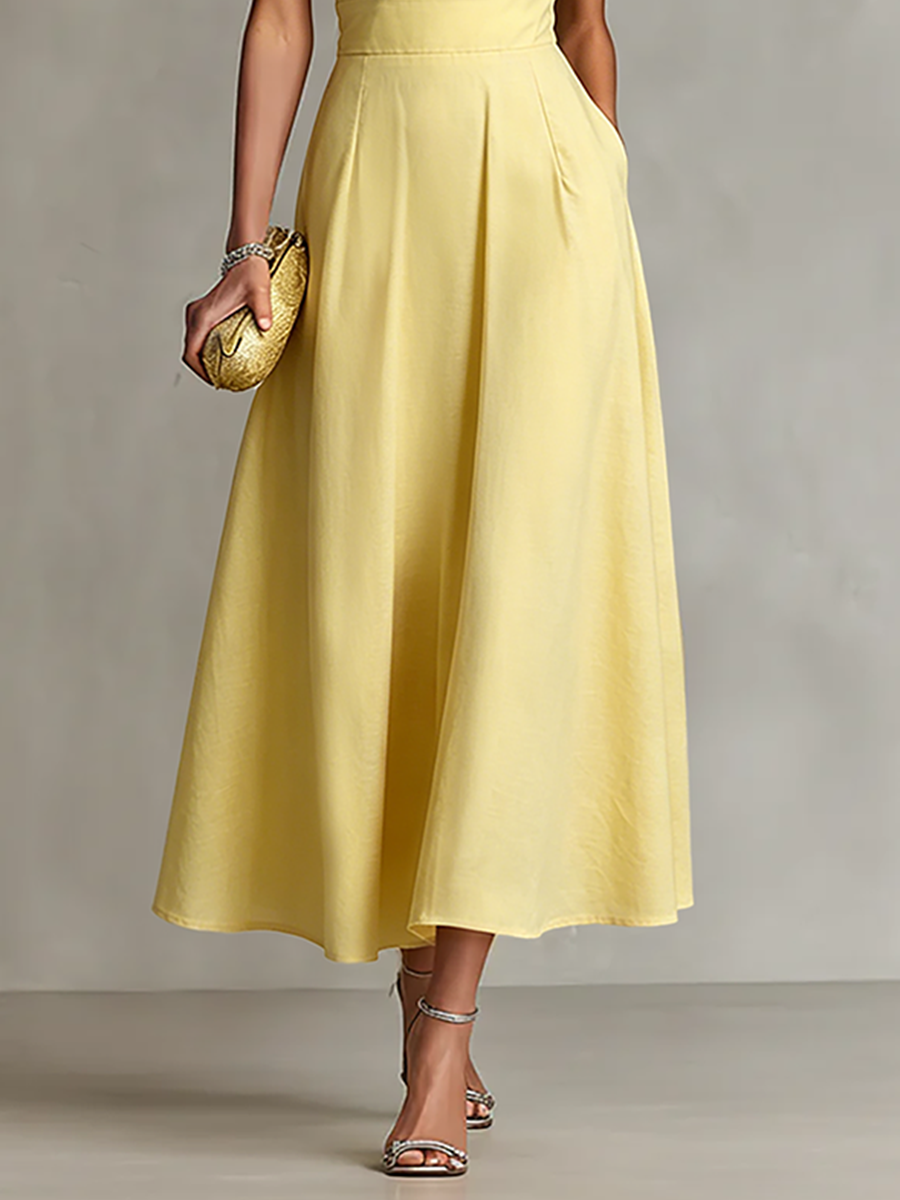 Solene One Shoulder Linen Blend Maxi Dress
