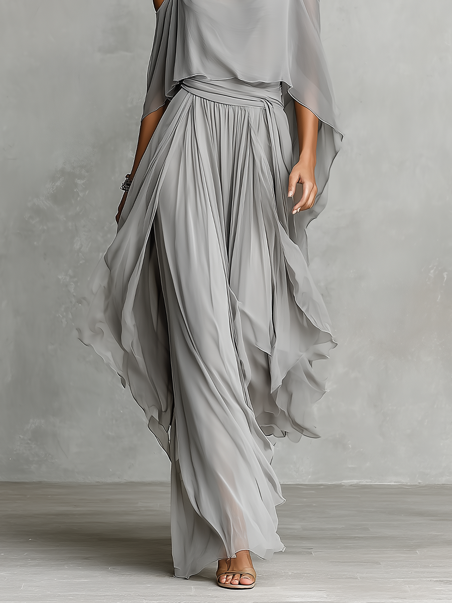 Élise Chiffon Cold-Shoulder Set
