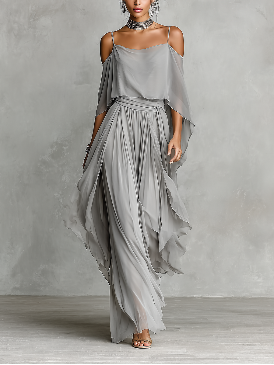 Élise Chiffon Cold-Shoulder Set
