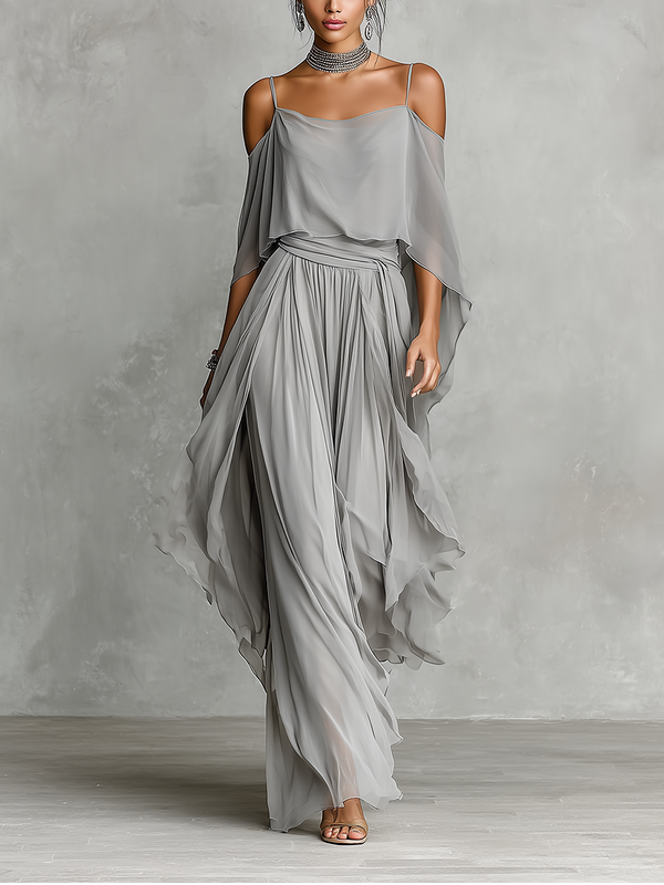 Élise Chiffon Cold-Shoulder Set