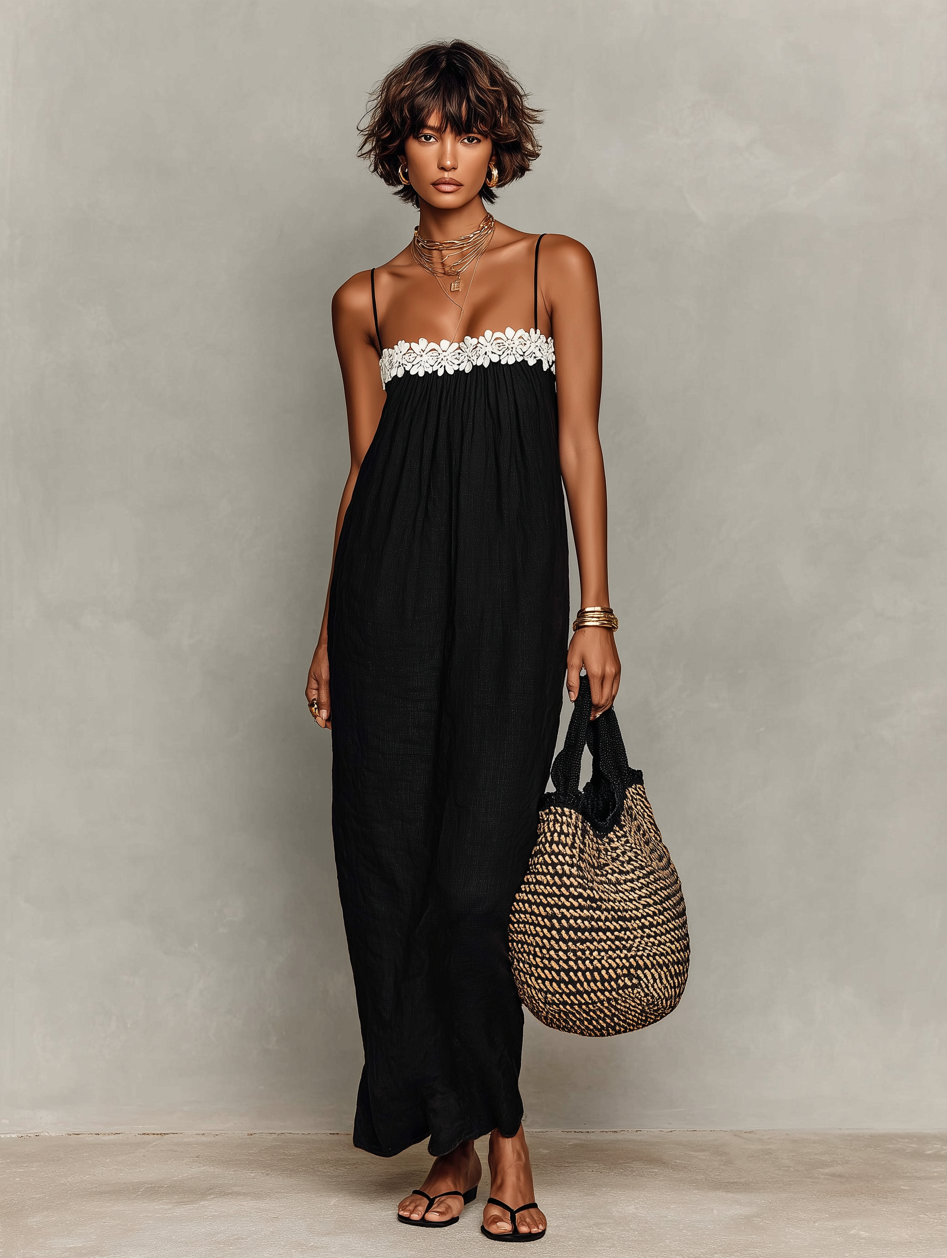 Isabelle Lace Panel Linen Maxi Dress