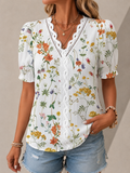 Aurélie Jacquard V-Neck Blouse