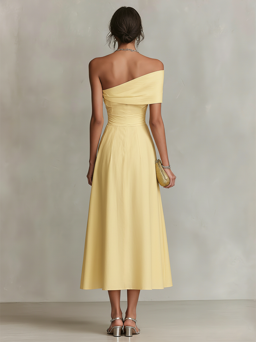 Solene One Shoulder Linen Blend Maxi Dress