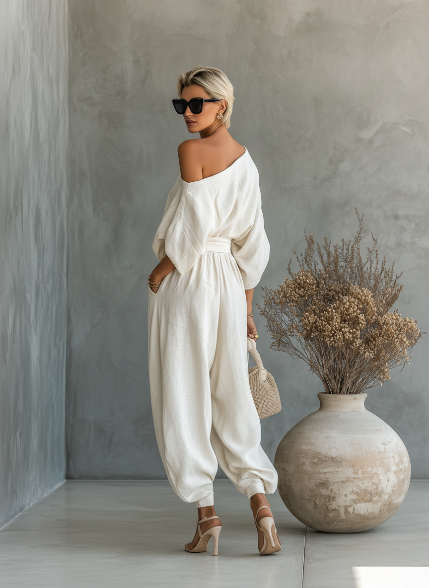 Elodie Linen Off Shoulder Two Piece Set