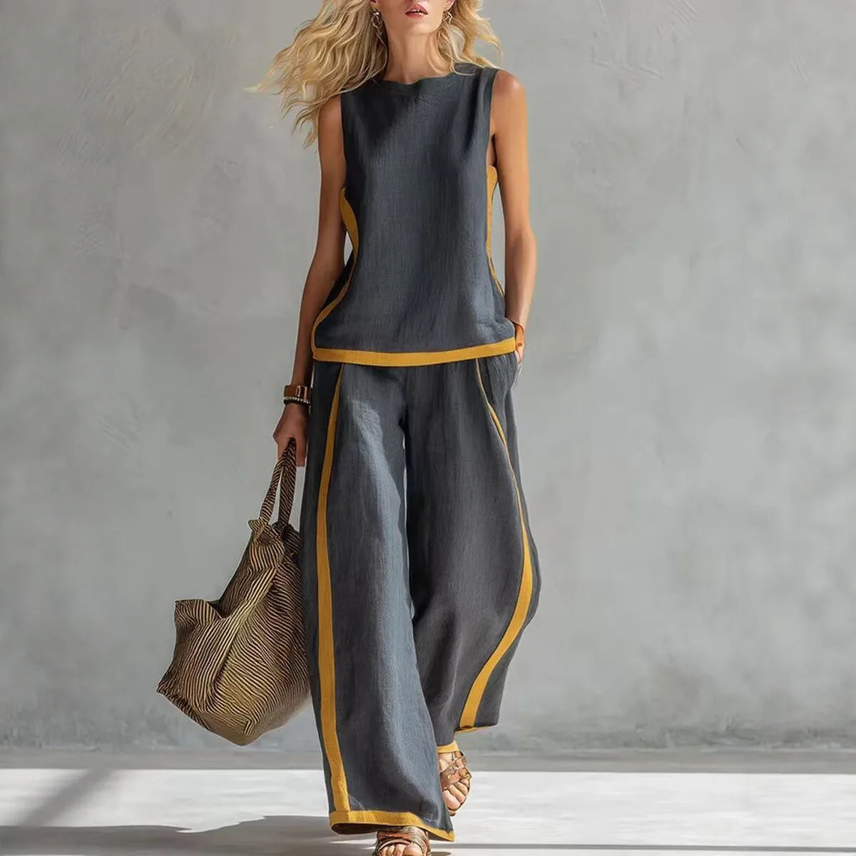Amara Striped Sleeveless Wide-Leg Set