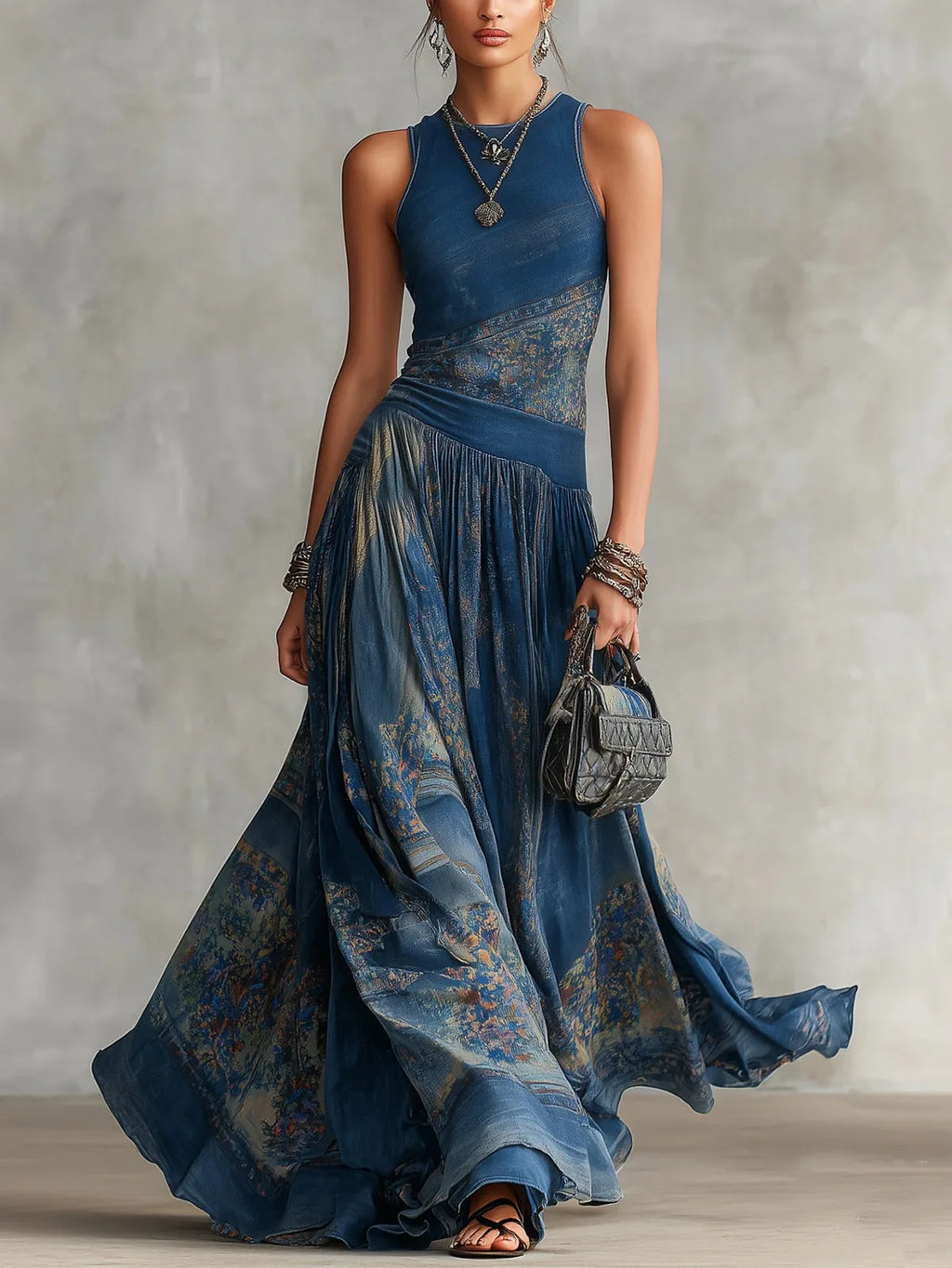 Celeste Printed Sleeveless Maxi Dress