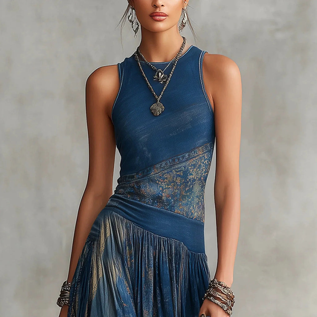 Celeste Printed Sleeveless Maxi Dress