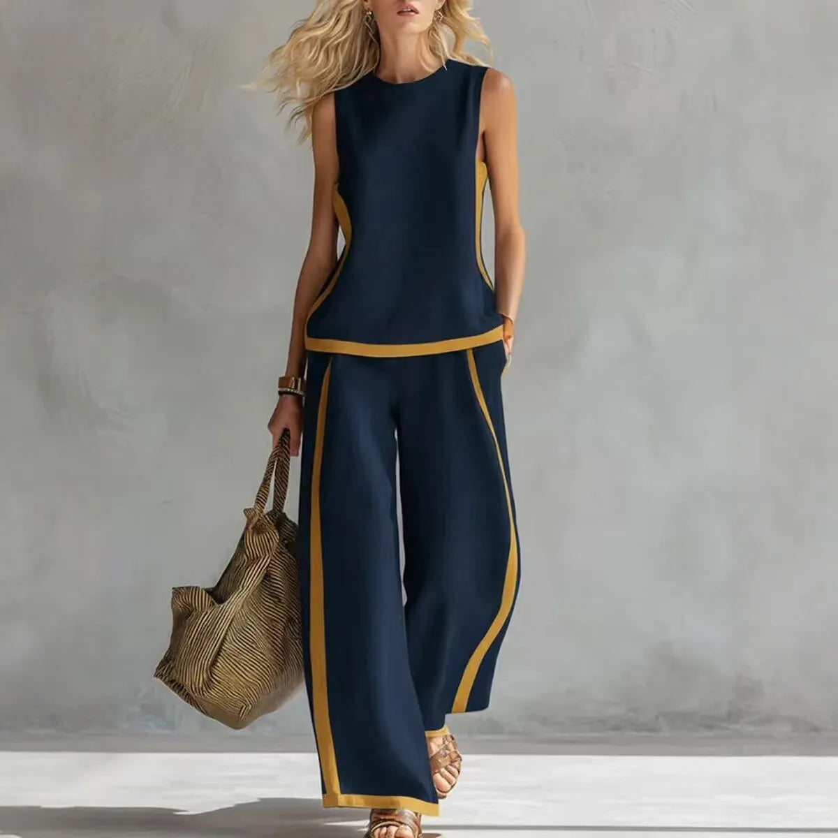 Amara Striped Sleeveless Wide-Leg Set