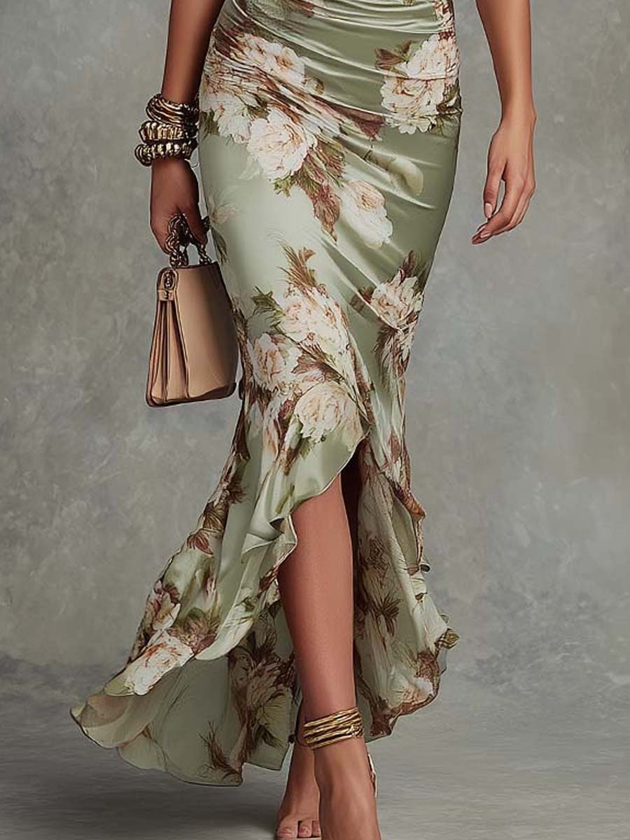 Anastasia Floral Satin Maxi Dress