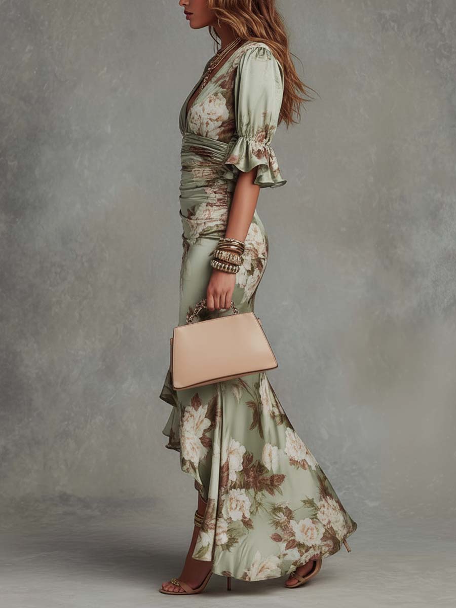 Anastasia Floral Satin Maxi Dress