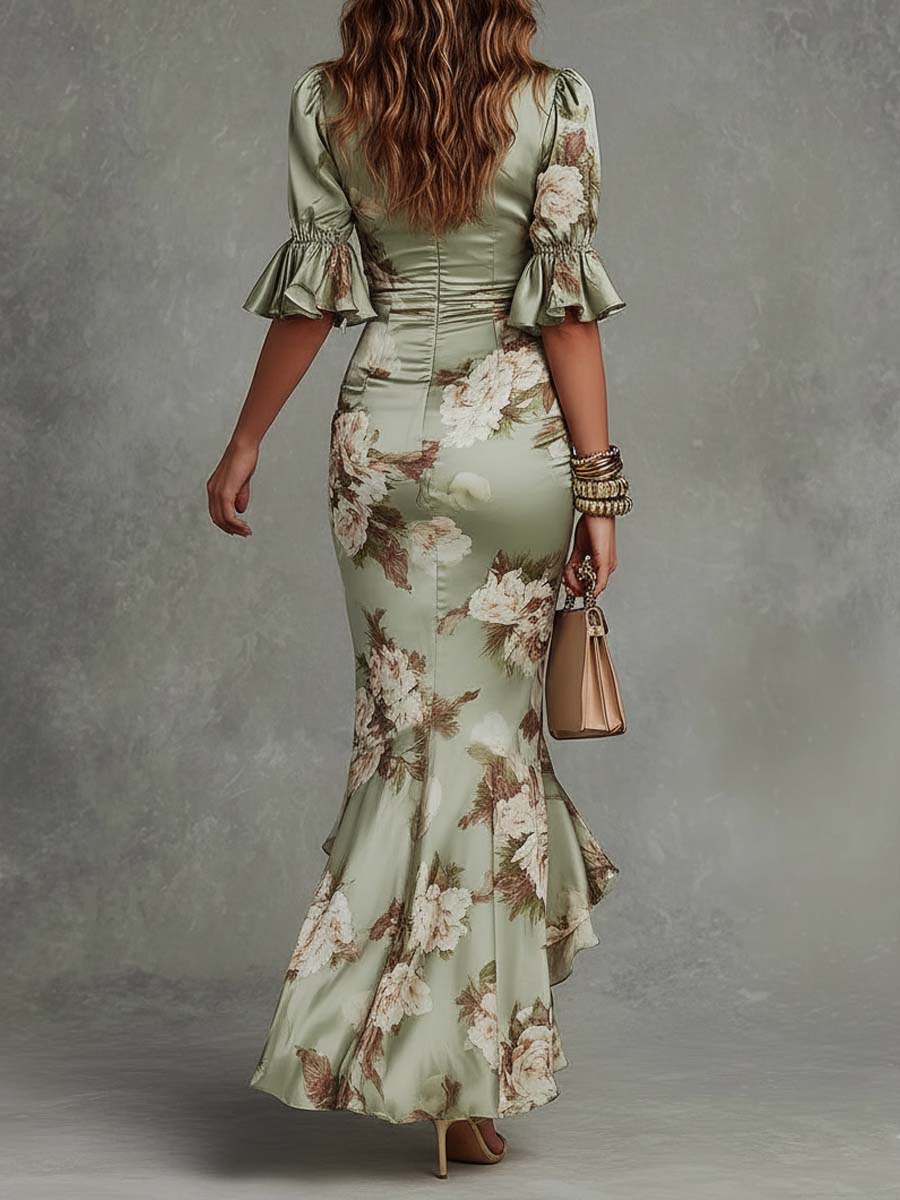 Anastasia Floral Satin Maxi Dress