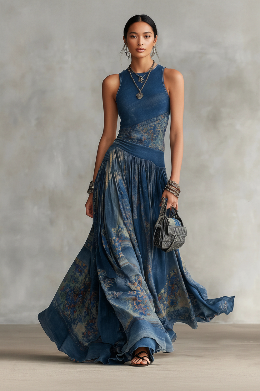 Celeste Printed Sleeveless Maxi Dress