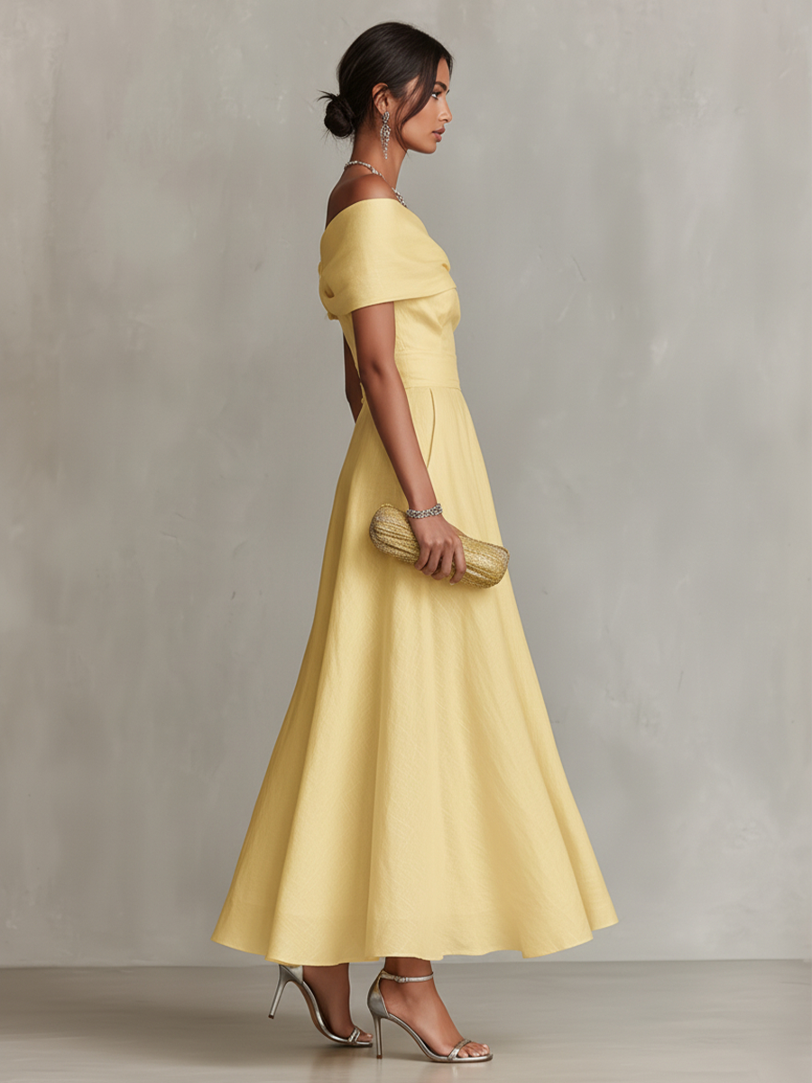 Solene One Shoulder Linen Blend Maxi Dress
