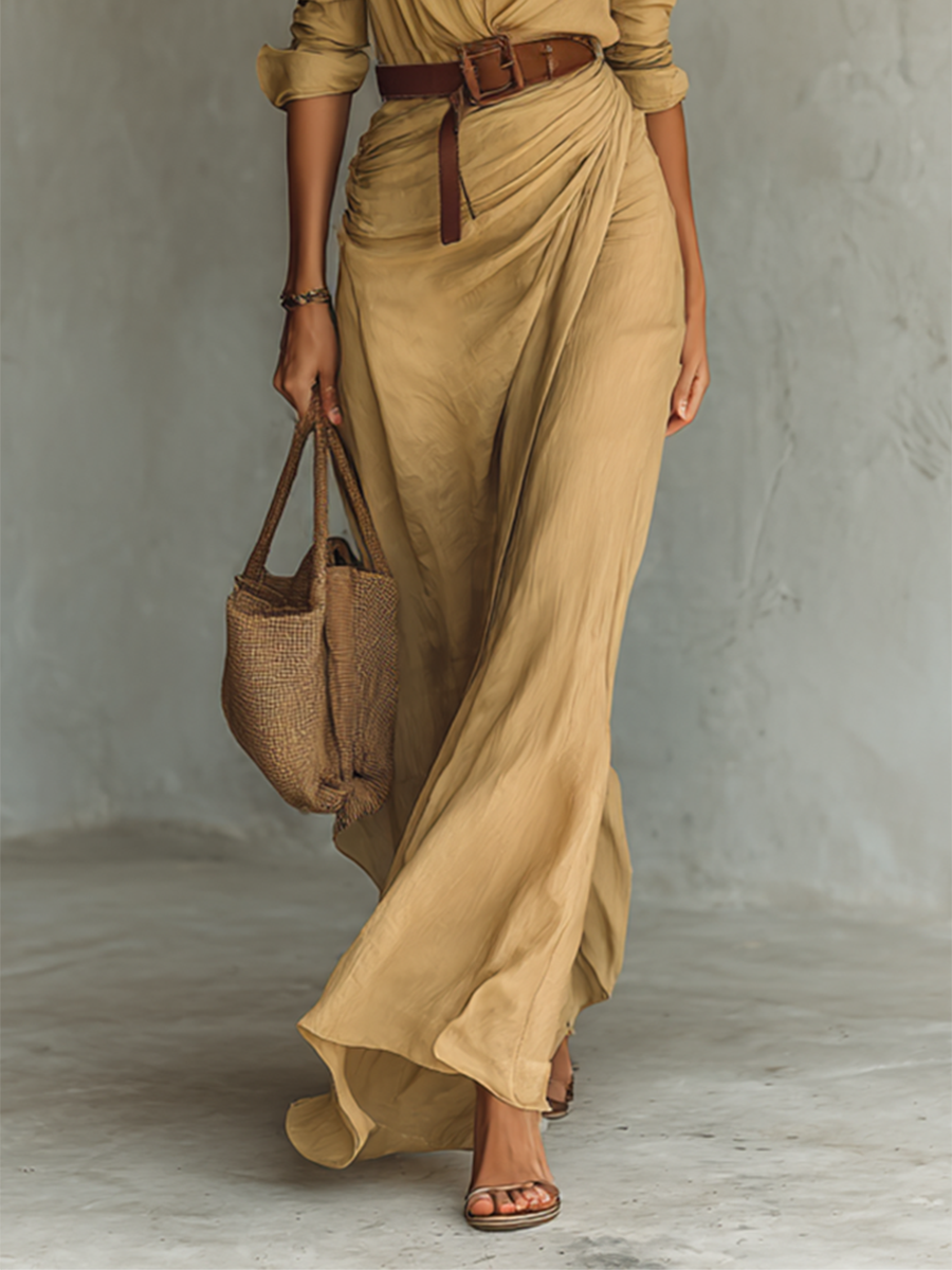 Vivienne Belted Long Sleeve Maxi Dress