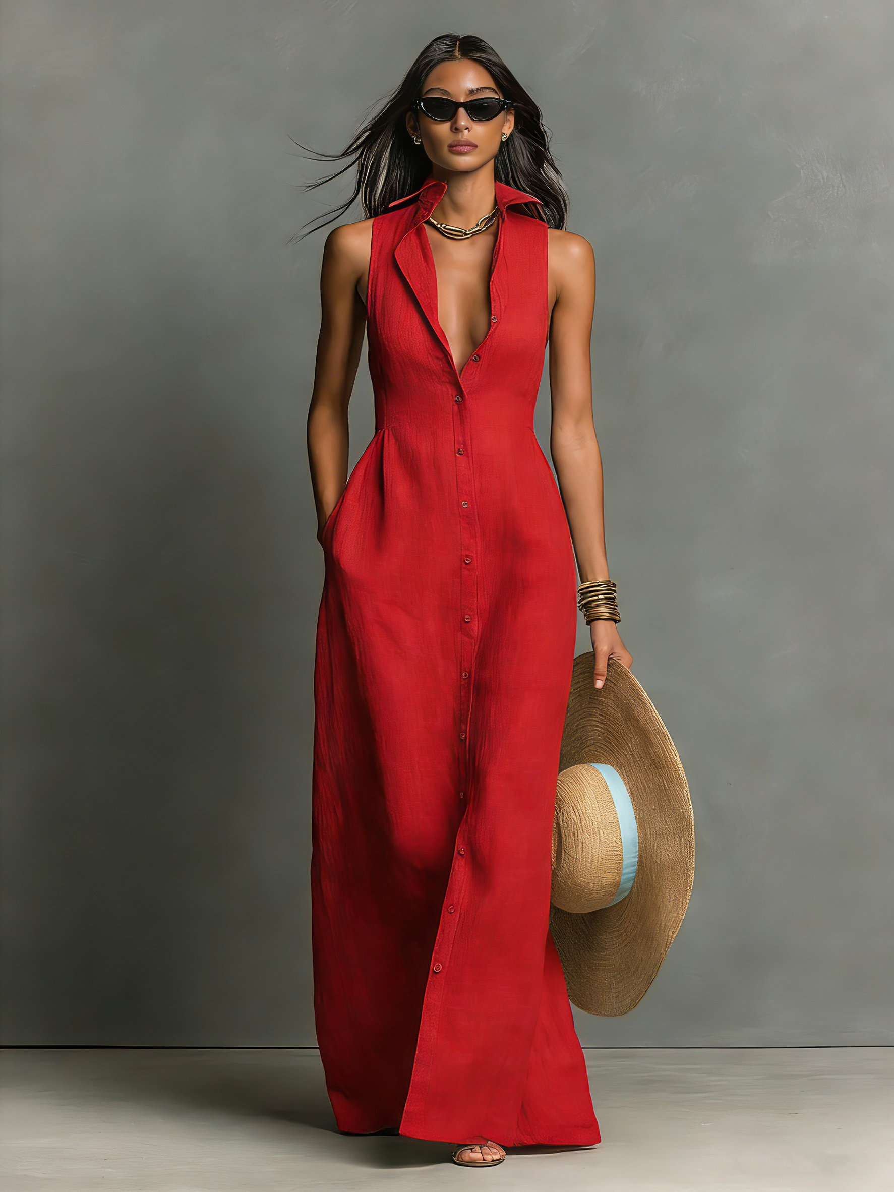 Celine Linen Shirt Maxi Dress