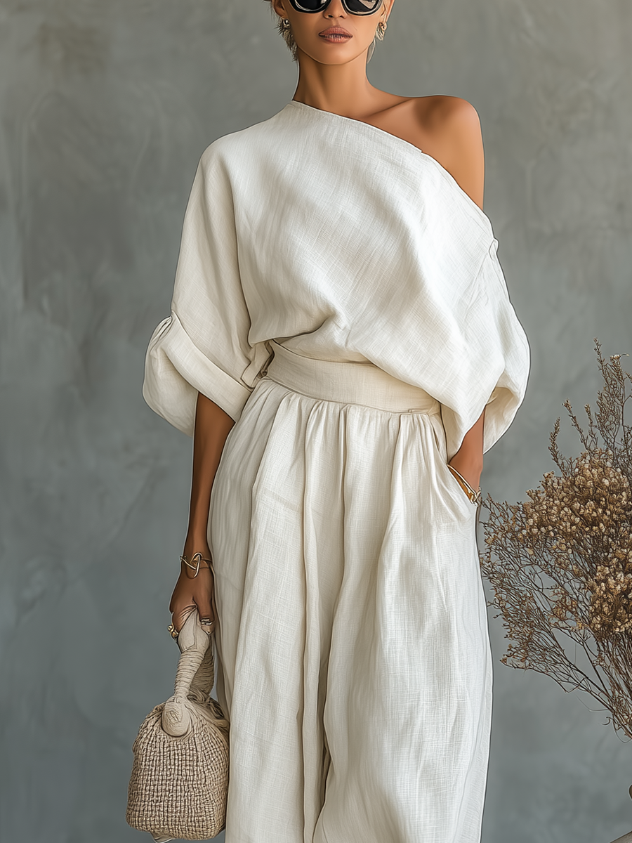 Elodie Linen Off Shoulder Two Piece Set