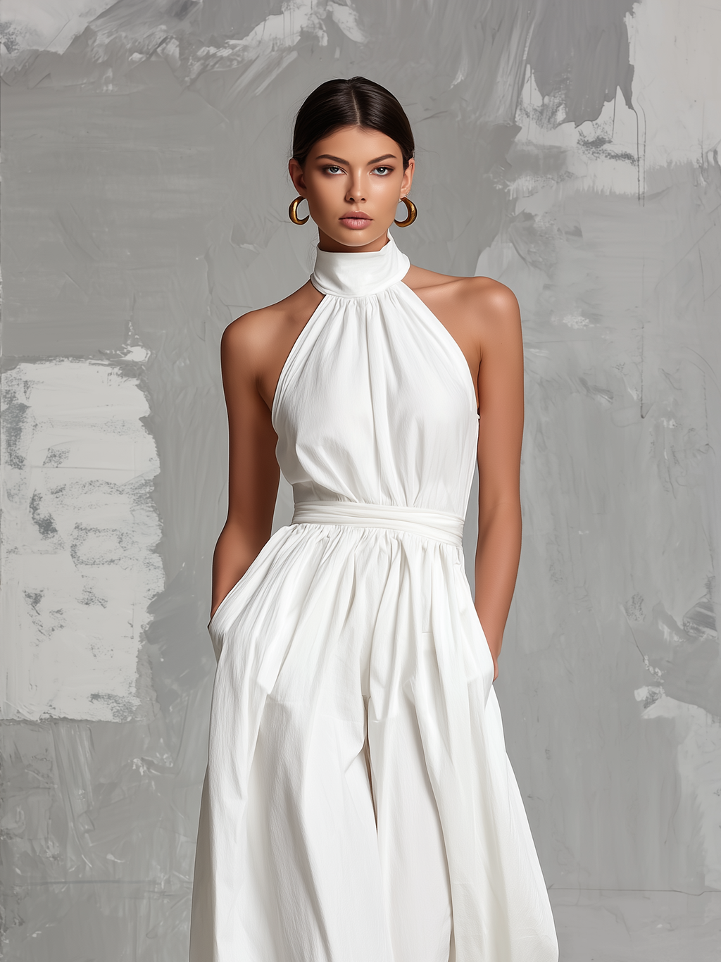 Amara White Halter Jumpsuit