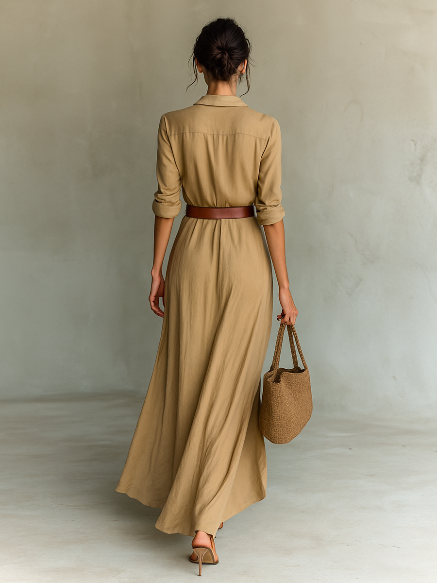 Vivienne Belted Long Sleeve Maxi Dress